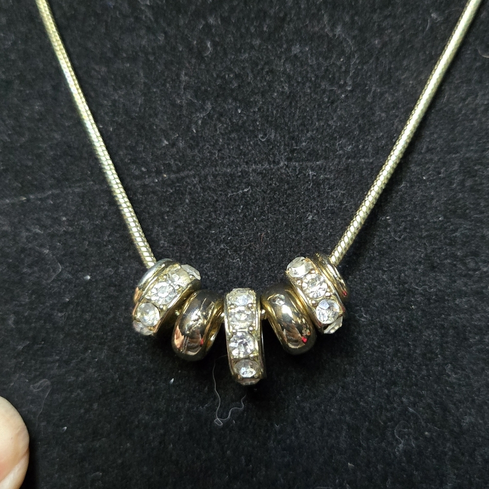 Nicole Miller gold tone rhinestone circle adjustable snake necklace - Picture 4 of 8
